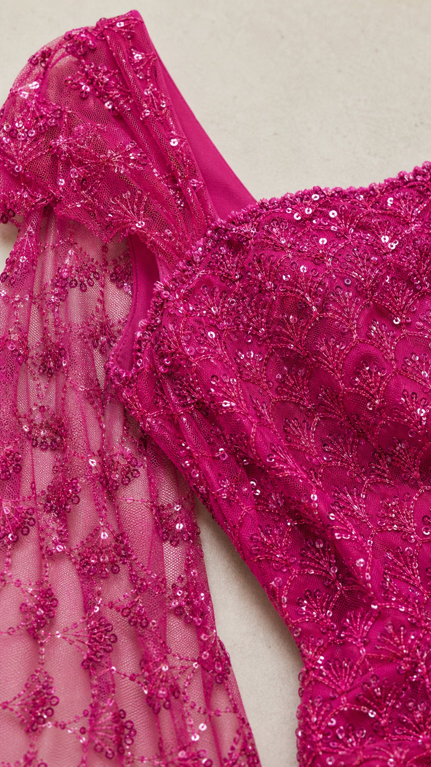 Sequined Square Neck Capelet Evening Gown with Thigh Slit