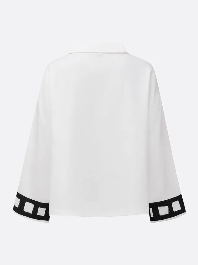 Casual Floral Printing Shawl Collar Blouse