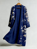 Vintage Japanese Bamboo Art Flowy Linen Long Kimono