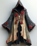 Women's Halloween Themed  Irregular Rose Embroidered Gradient Cape 7930