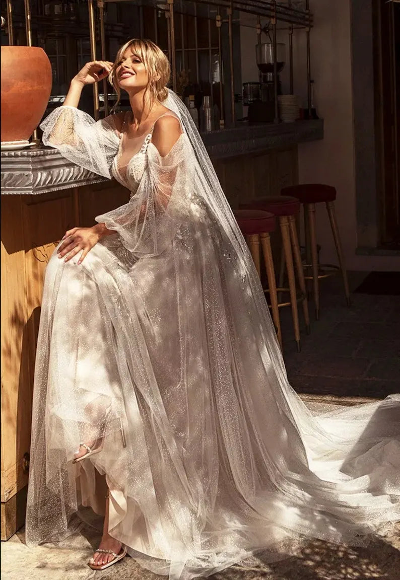 Boho wedding dress with sexy, liberal style and embellishments make the dress more attractive.