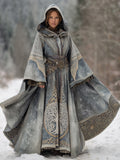 Women's Viking Style Gold Print Tree Of Life Dreamy Tie Dye Long Cape