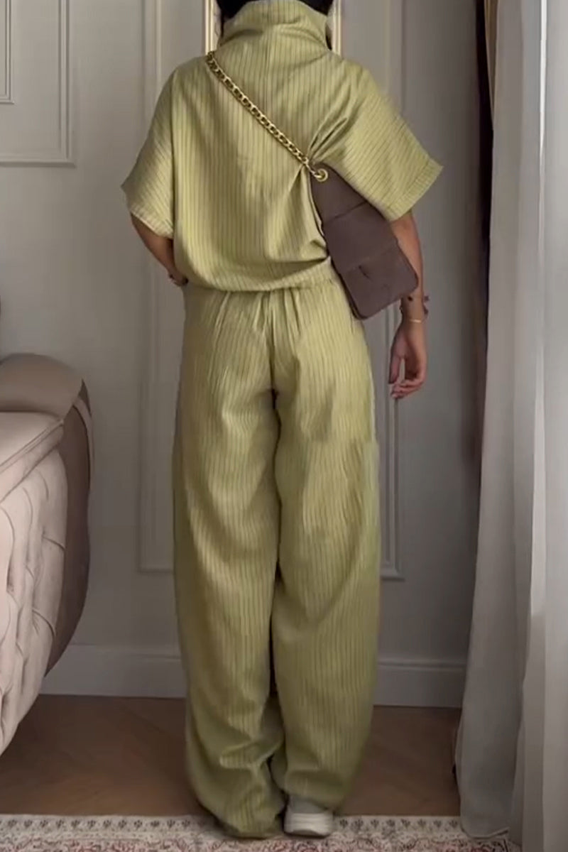 Women Stand Up Collar and Vertical Pattern New Chinese Casual Suit