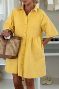Light Wash Denim Babydoll Shirt Dress