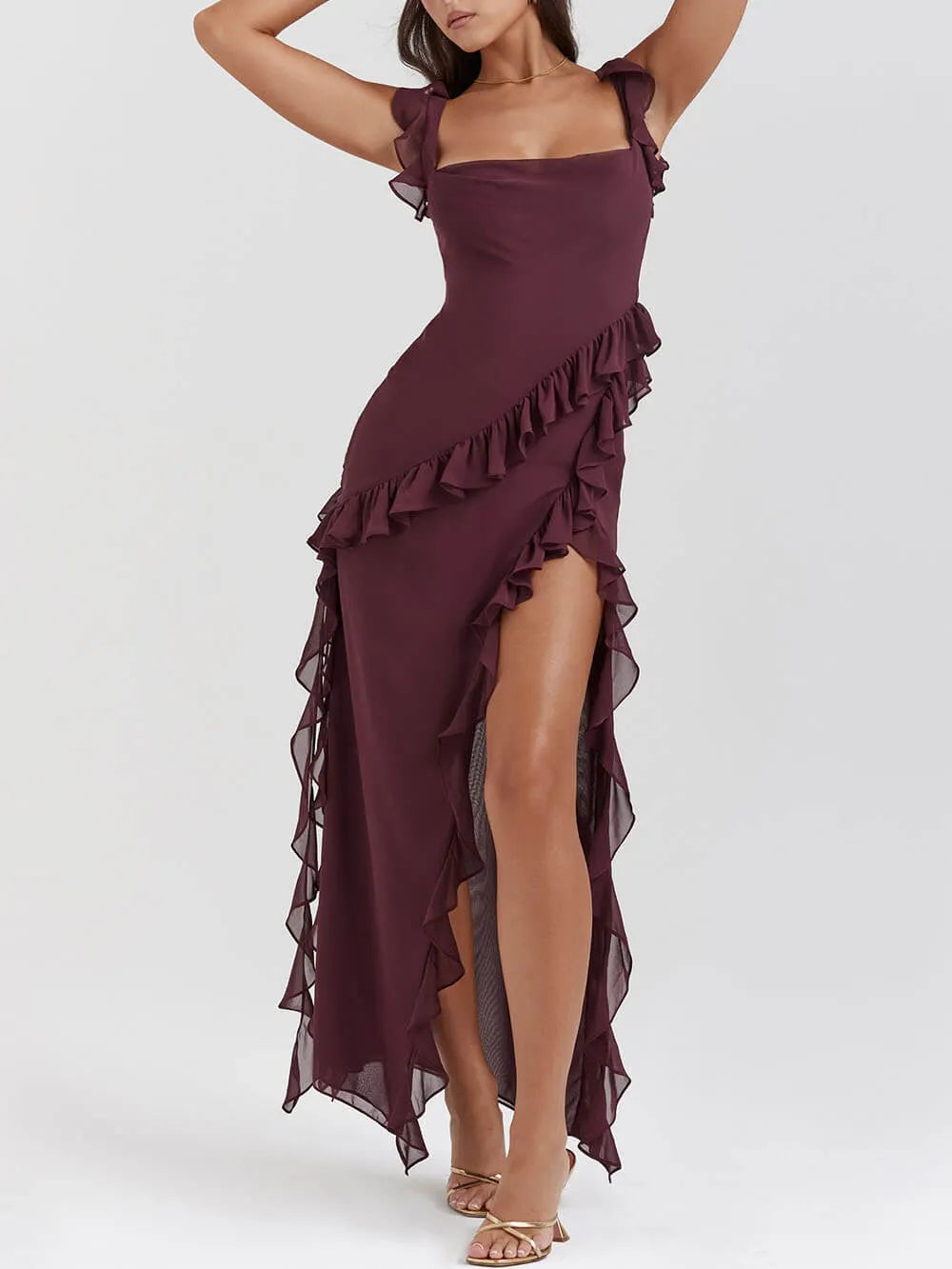 Mulberry Ruffle Maxi Dress