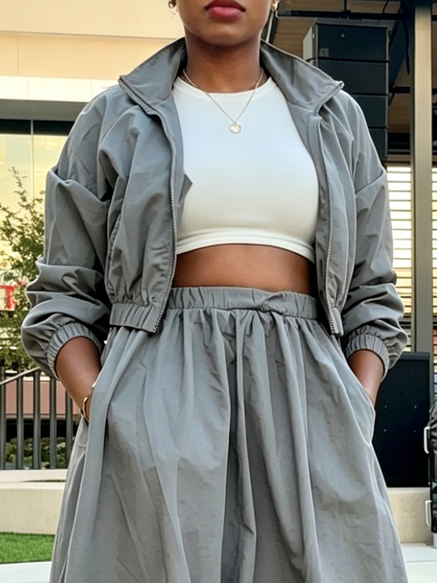Casual Zipper Plain Shawl Collar Jacket