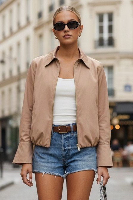 FRONT ZIP BELL CUFFS BLOUSE