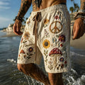 Men's Bohemian Floral Patterns Hippie Art Print Casual Shorts