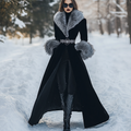 Women's Vintage Velvet Fur Collar Coat