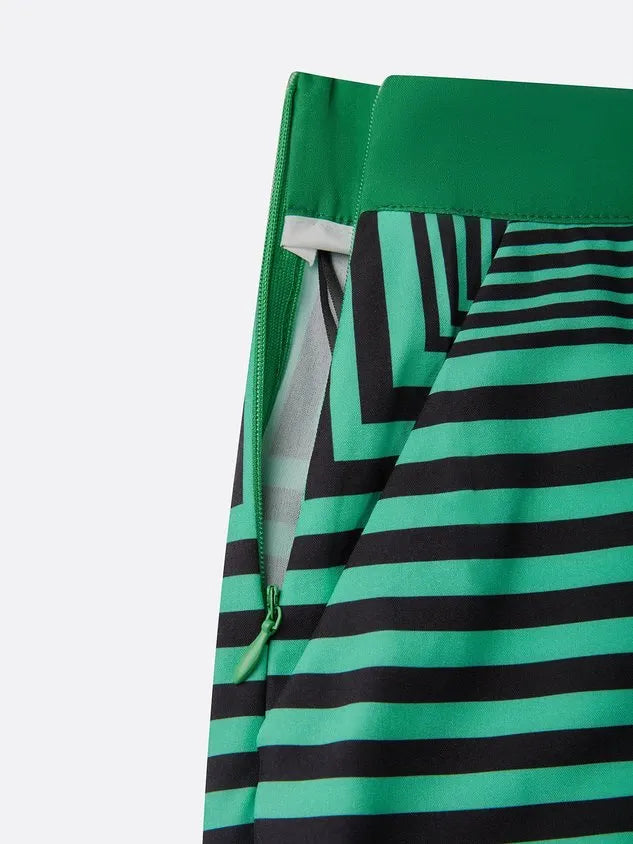 Urban Geometric Stripe Wide Leg Pants High Waist Flowy Office Trousers