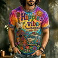 Men's Vintage 60s Music  Hippie Vibes Art Hippie Crew Neck T-shirt