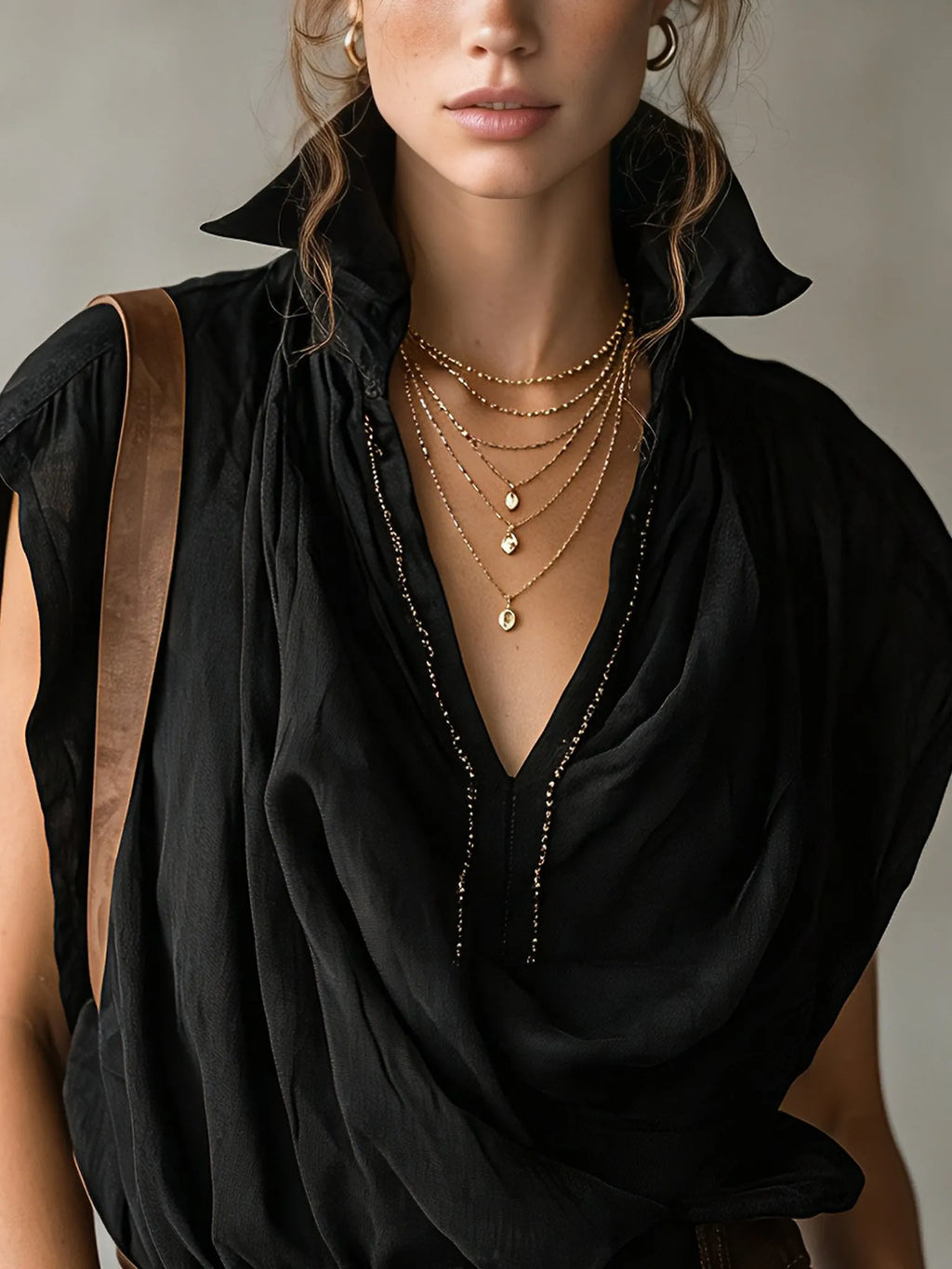 Black Linen Blend Sleeveless Relaxed Blouse