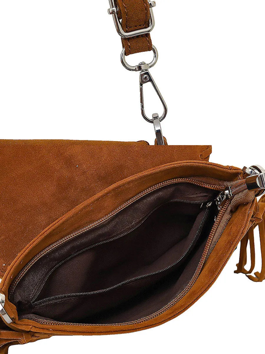 Vintage Bohemian Tassel Suede Shoulder Bag
