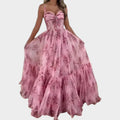 Romantic Floral Corset Midi Dress