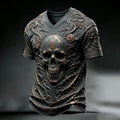 Men's Halloween Gothic  Skull Print Casual V Neck T-shirt