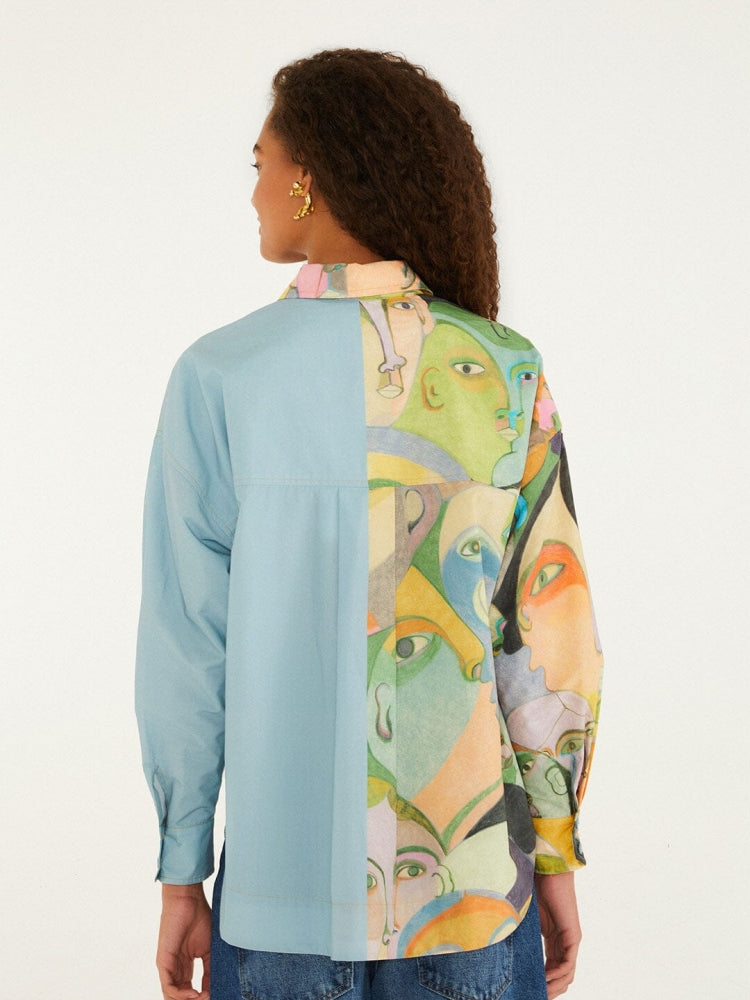 Abstract Face Patchwork Top