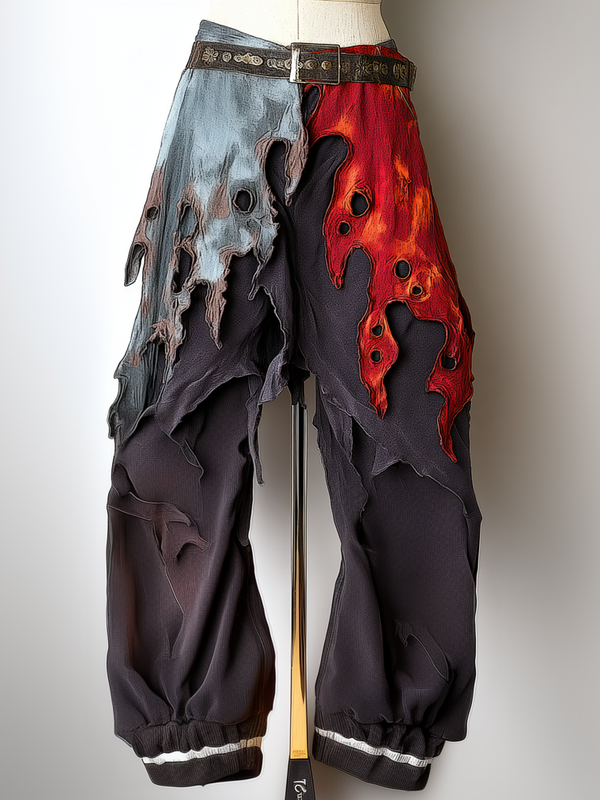 Summer and autumn Japanese men's loose contrast color retro trousers pants d8dd