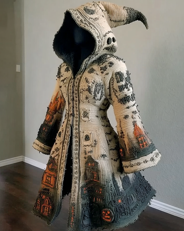 Women's Halloween Theme Castle Embroidery Cape 53b8