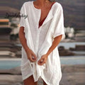 Ladies Simple Lazy Style Cotton Linen Shirt