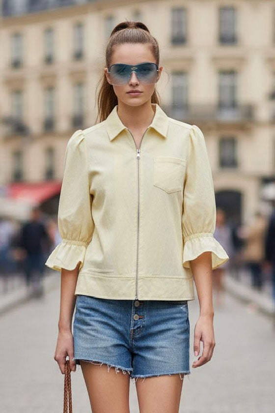 3/4 Sleeve Zip Up Jacket
