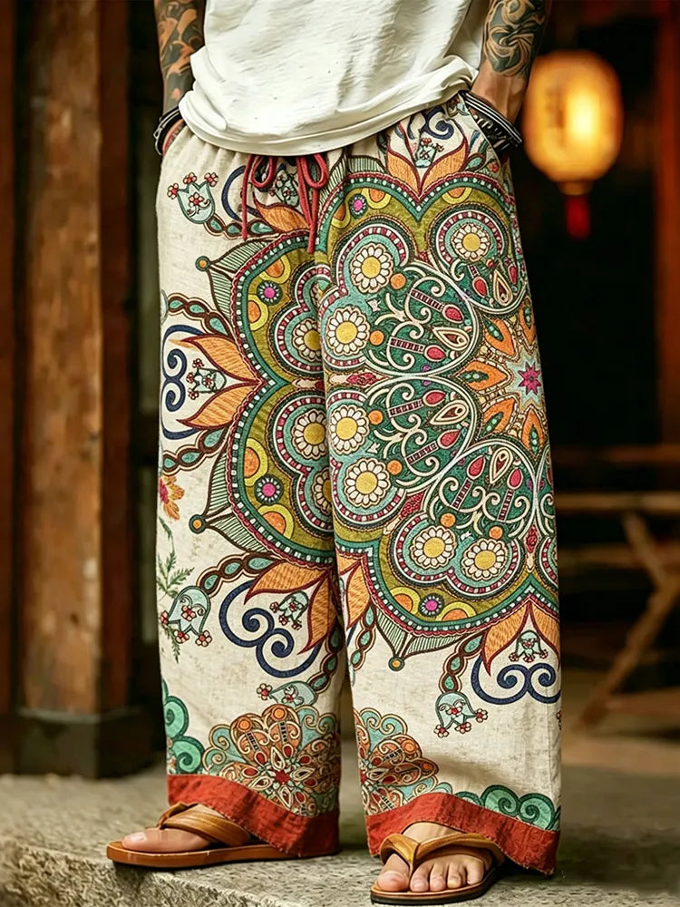 Men's Retro Geometry Hippie Style Pattern Casual Pants