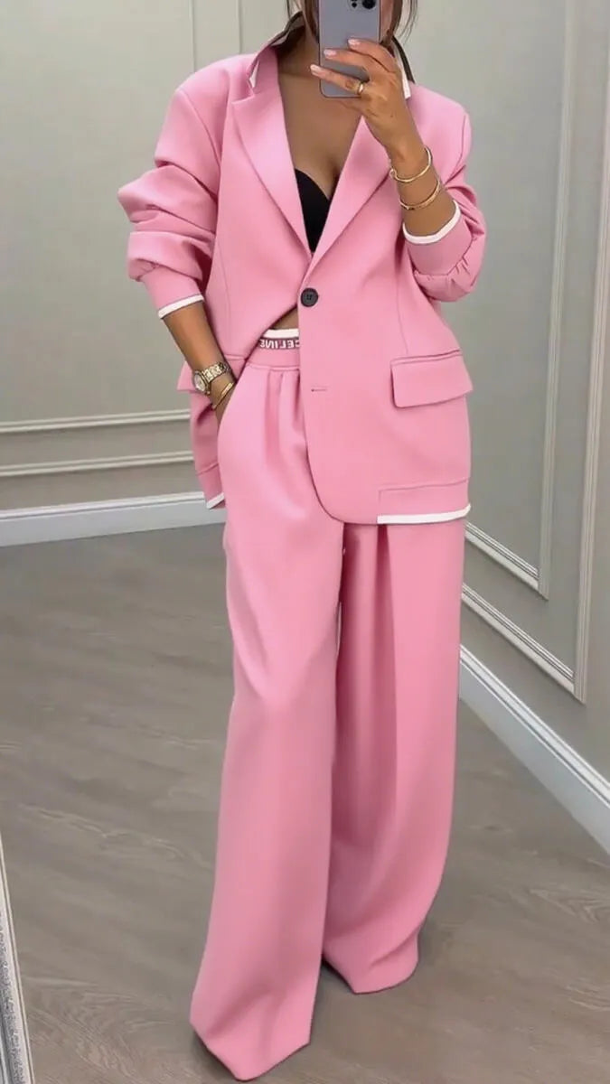 Ladies Collar Jacket+ Pants Style Commuting Suit