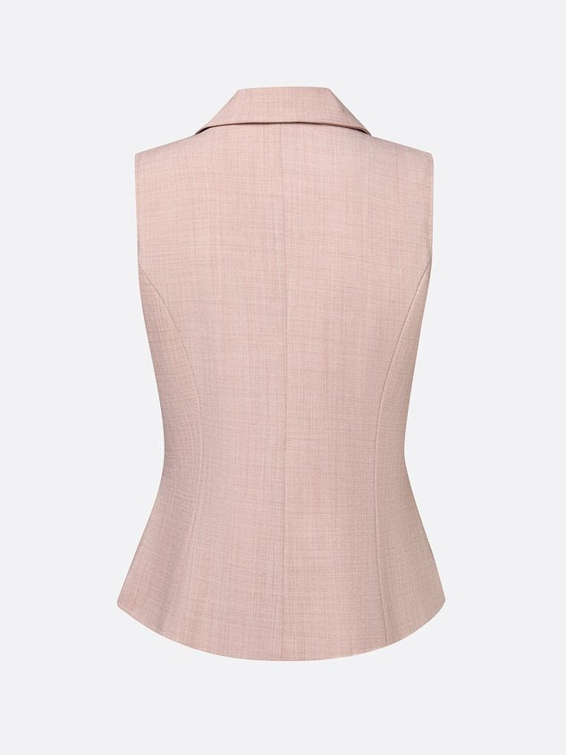 Casual Solid Tailored Lapel Collar Vest