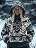 Viking Inspired Celtic Jacquard Chunky Hooded Sweater