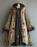 Floral 3D embroidered lace cape coat 5c98