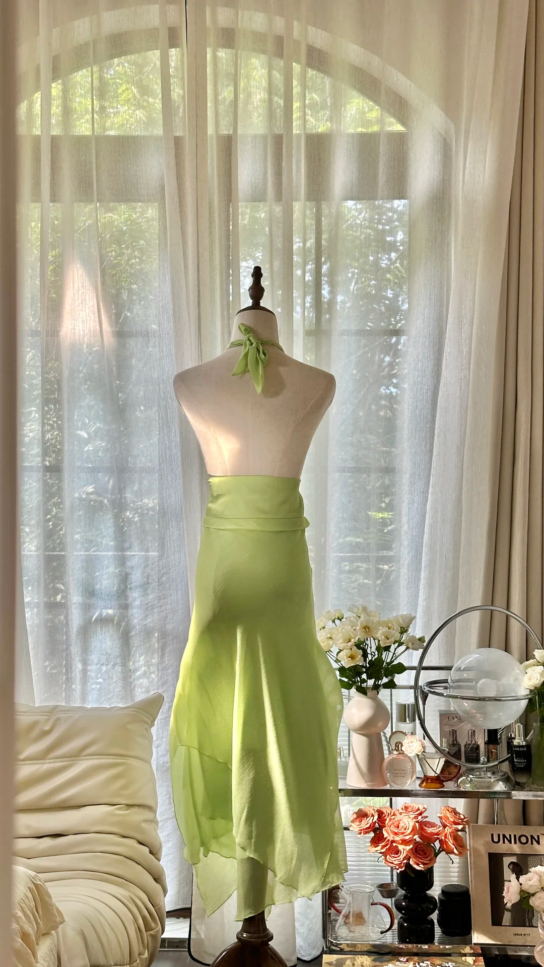 Lit Green Shiny Fashion Elegant Exquisite Beading Long Chiffon Fairy Ball Gown Evening Dress Birthday/Wedding Guest/Holiday Party Dress Prom Dress Valentine's Day Date Dress 4038