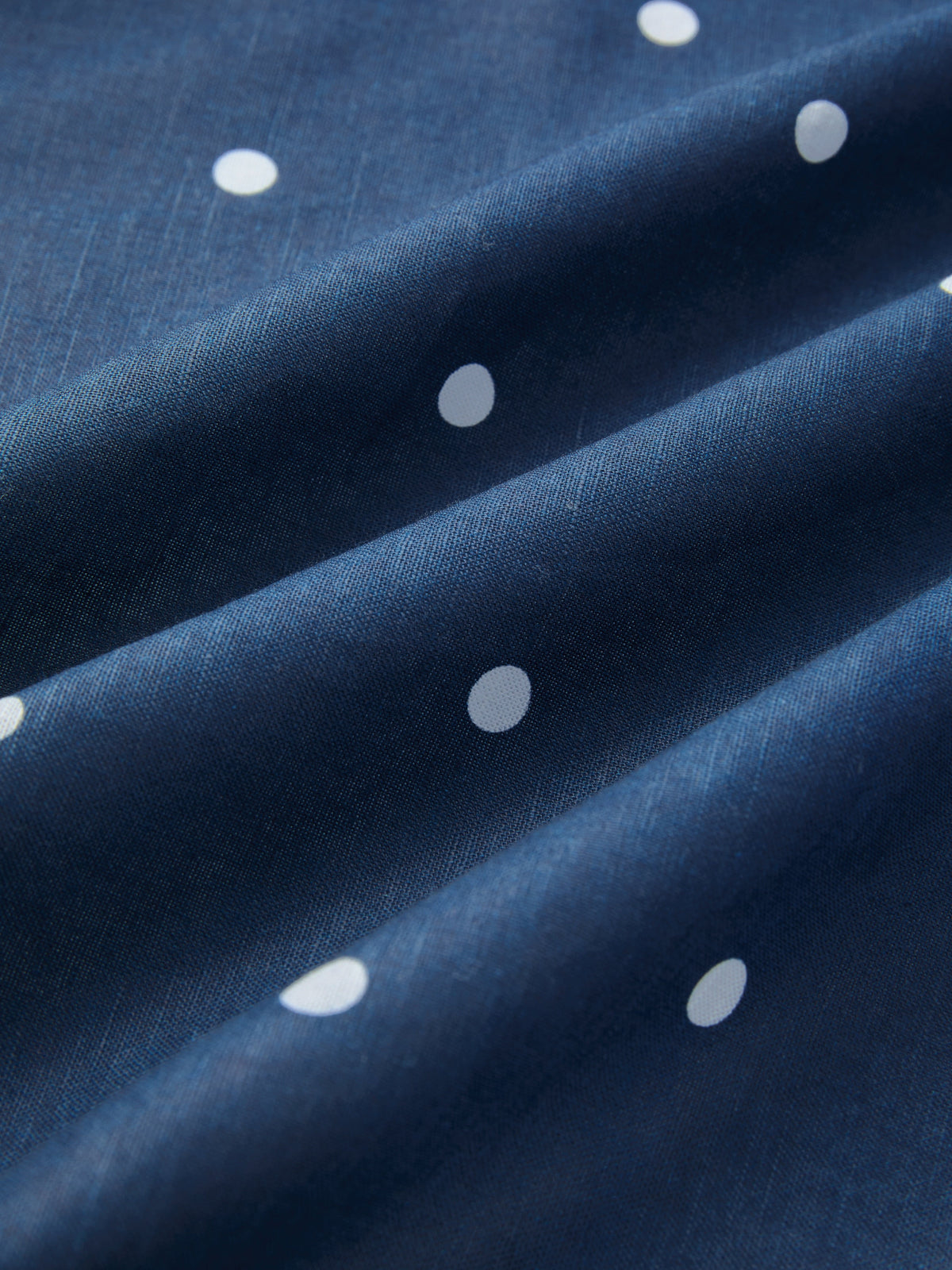 Midi Cotton Dress, Sleeveless, Square Neck, Polka Dots, Pocket Design, French Vintage, Deep Blue