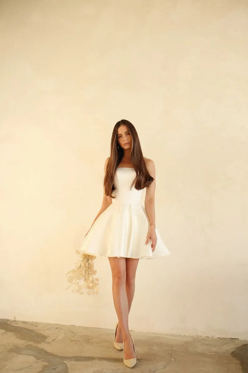 Emily Dress, Satin short dress, short wedding dress