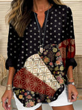 Vintage Traditional Japanese Art Linen Blend Cozy Tunic