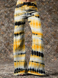 Women's Vintage Yellow Black Tie-dye Gradient Hippie Art Prints Casual  Flared Pants