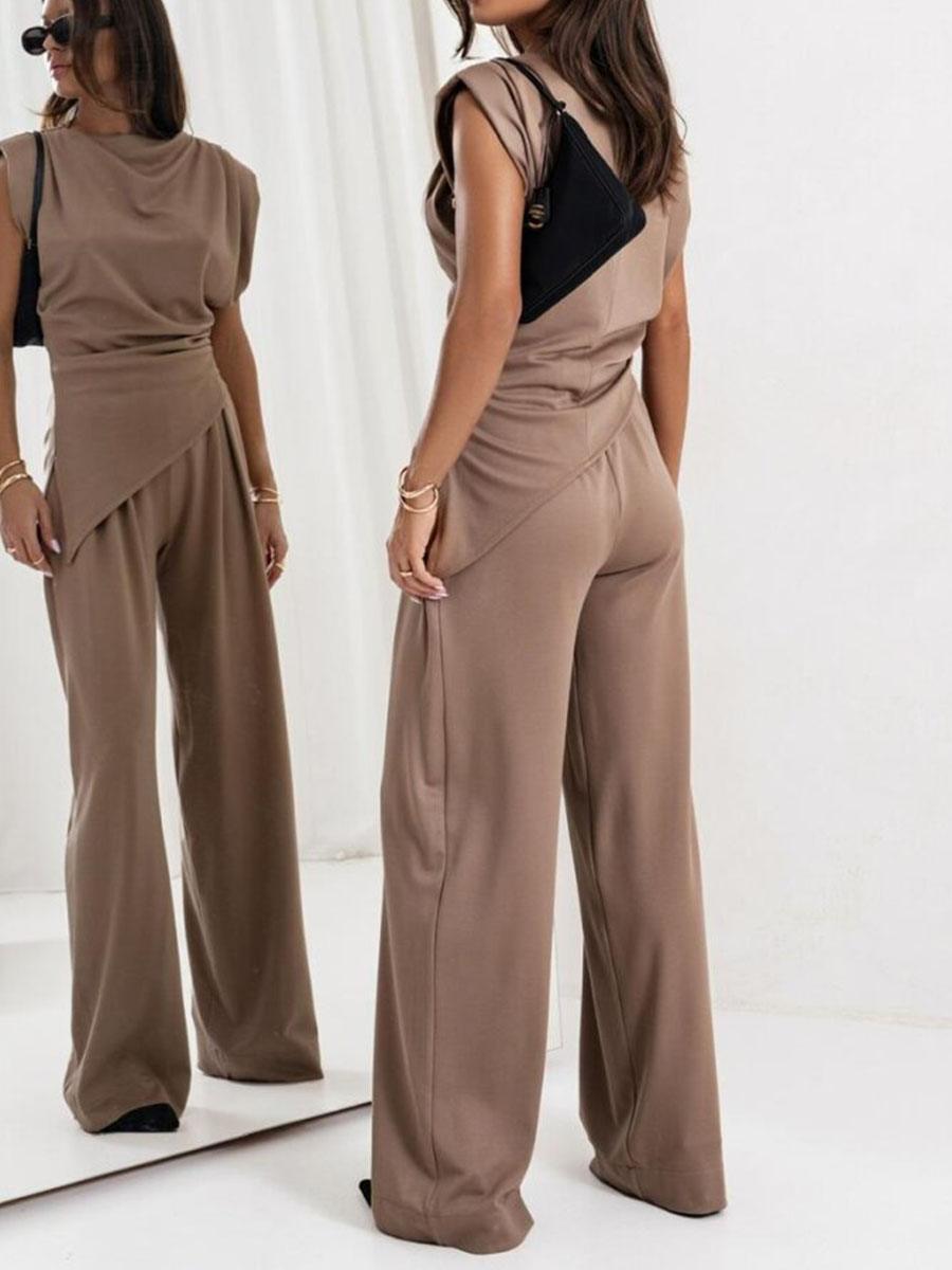 Lrregular Sleeveless Casual Two-piece Set