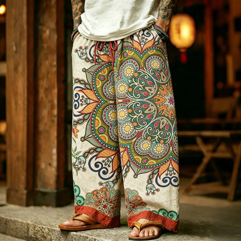 Men's Retro Geometry Hippie Style Pattern Casual Pants