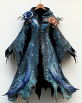 Women's Halloween Themed Feather Rose Embroidered  Cape 7381