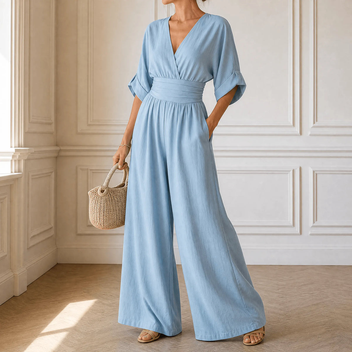 Olyara – Women's Elegant Wrap Jumpsuit
