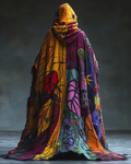 Men's Printed Contrast Hooded Oversized Coat a2da