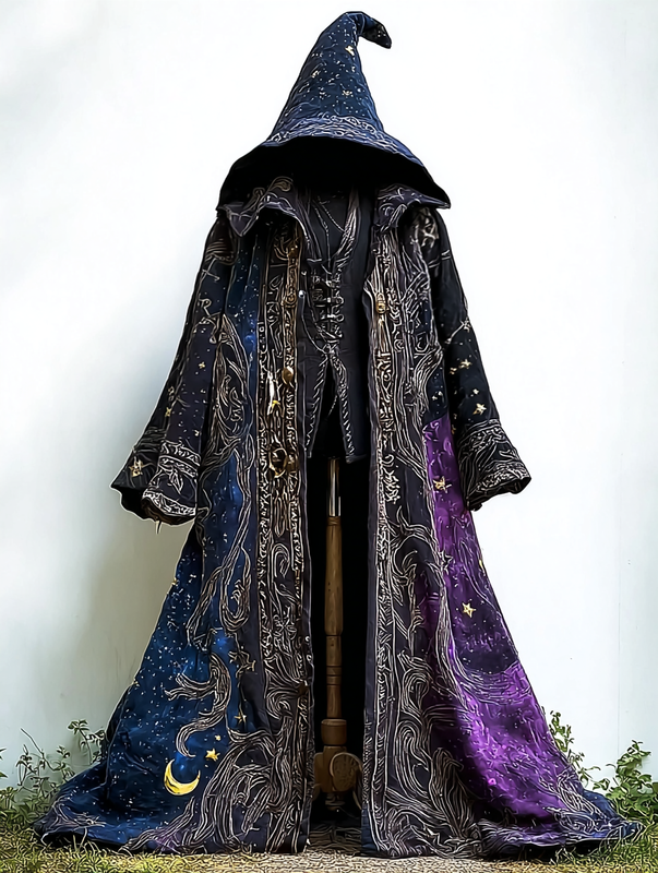 Men's Fashion Starry Galaxy Hooded Cape 713a