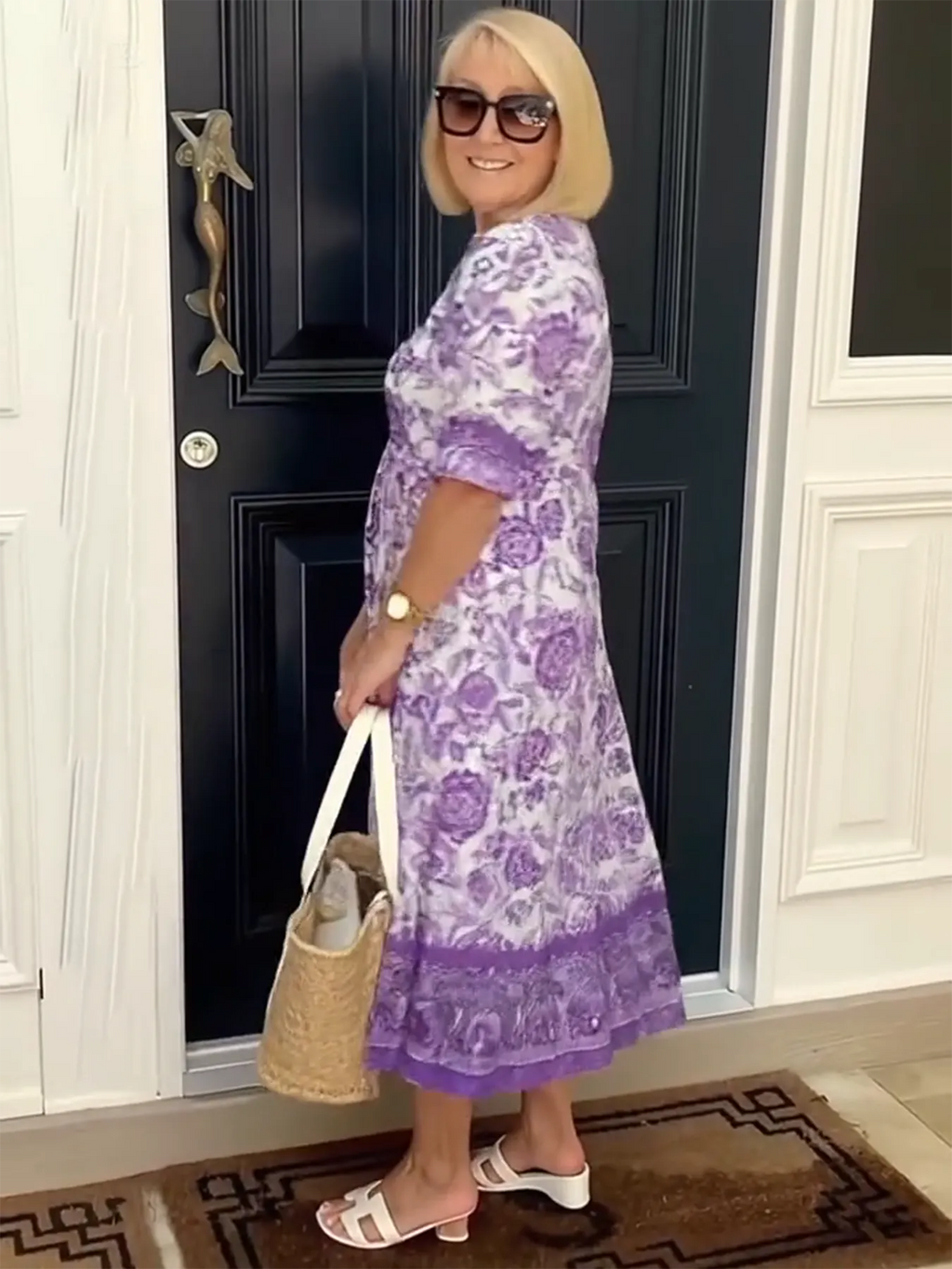 Boho Deep V Half Sleeve Dress Loose Floral Skirt Vacation Dress
