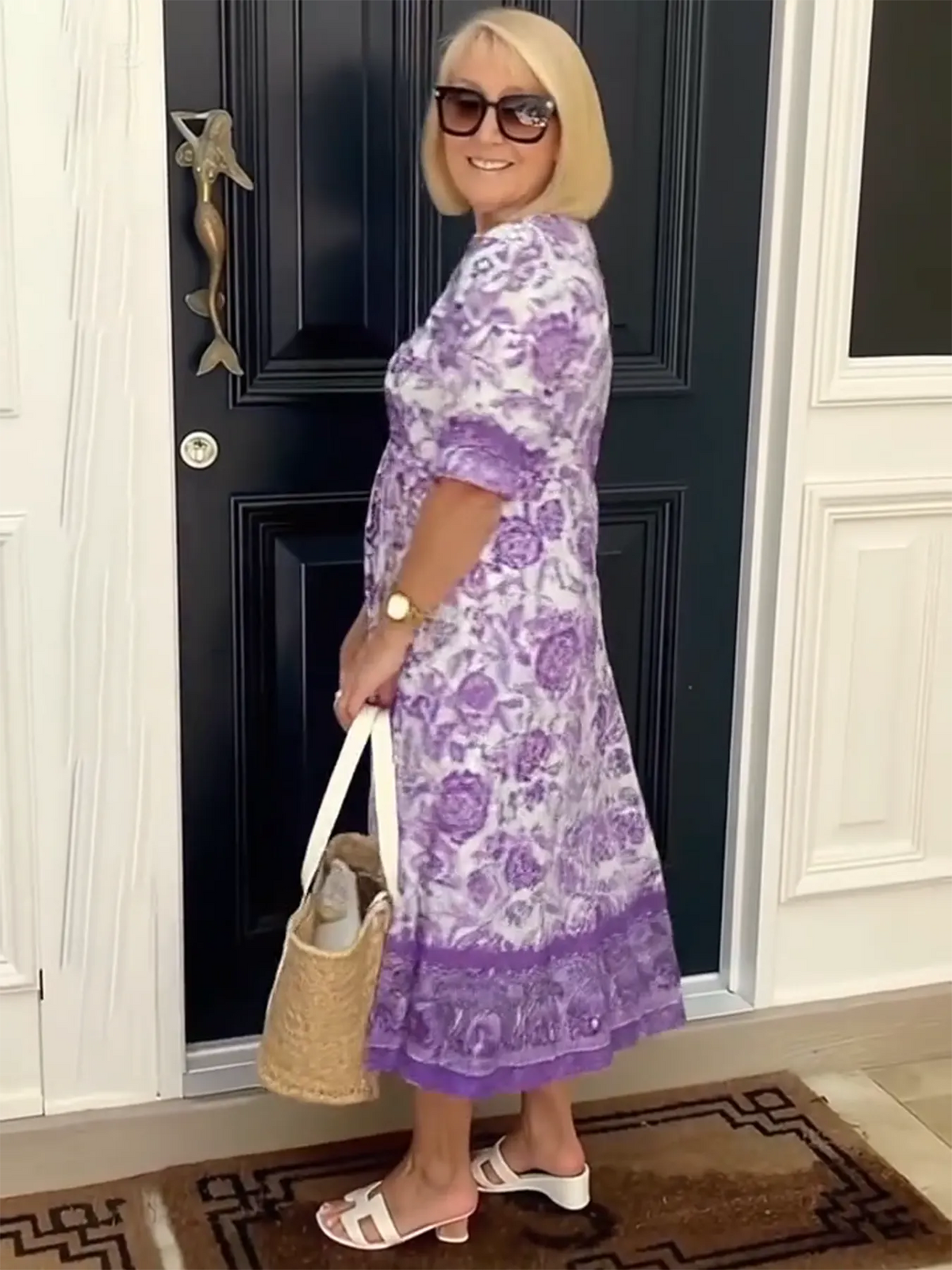 Boho Deep V Half Sleeve Dress Loose Floral Skirt Vacation Dress