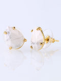 Women's Bohemian Natural Crystal Stone Cut Water Drop Earrings