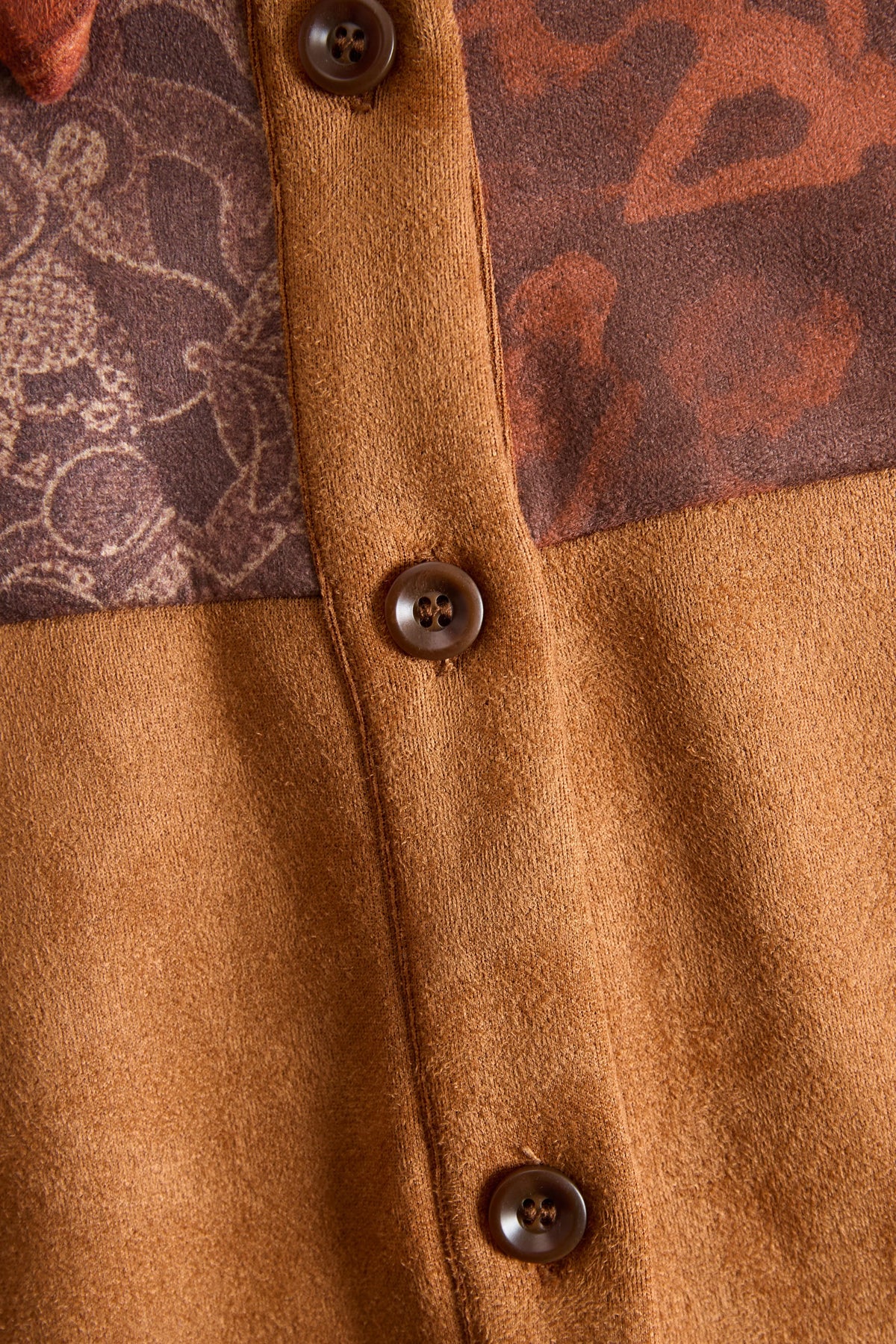 Western Retro Lace-Up Plaid Patchwork Caramel Faux Suede Maxi Dress