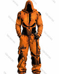 Men's Color-Block Skull-Embroidered Hoodie & Pants Two-Piece Set 8894