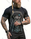 Men's Summer Viking Odin Print Short-Sleeve T-Shirt 9978