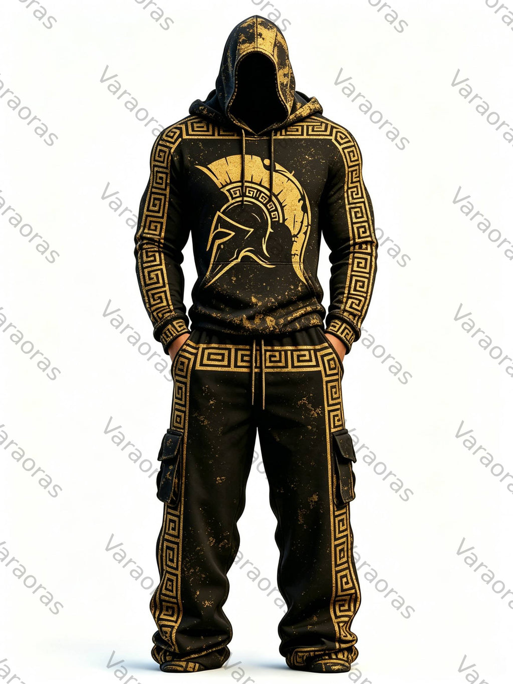 Men's Fashion Embroidered Hoodie and Pants Two-Piece Set5053