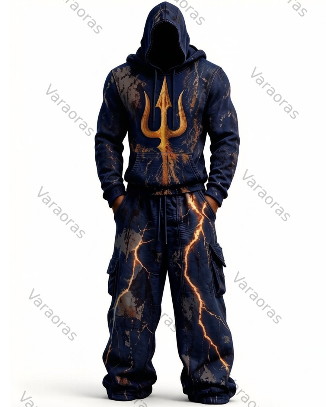 Men's Fashion-Inspired Embroidered Hoodie and Pants Two-Piece Set 6472