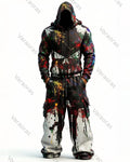 Men's Fashion Skull Contrast Color Embroidered Hoodie & Pants Two-Piece Set 4791