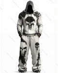 Men's Fashion Skull Print Hoodie & Pants Two-Piece Set 8625